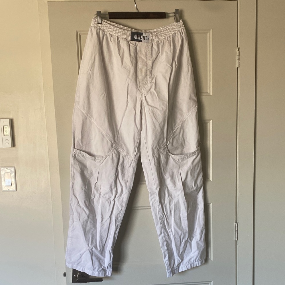 Athletech White Men's Cargo Pants with Elastic Waist